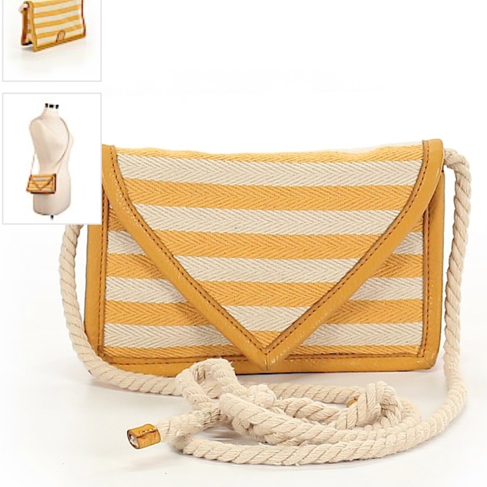 NWOT Charlotte Ronson Yellow Striped Rope Purse - Picture 2 of 8